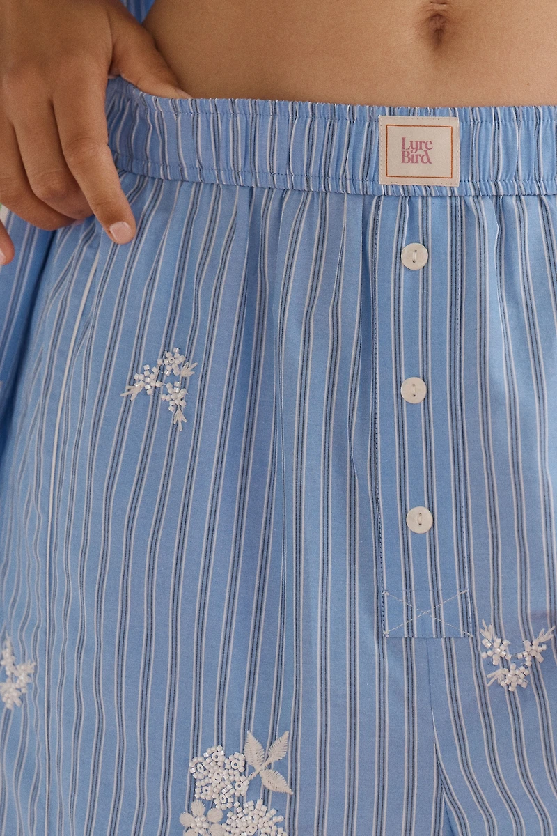 LyreBird Cotton Embellished Boxer Pants