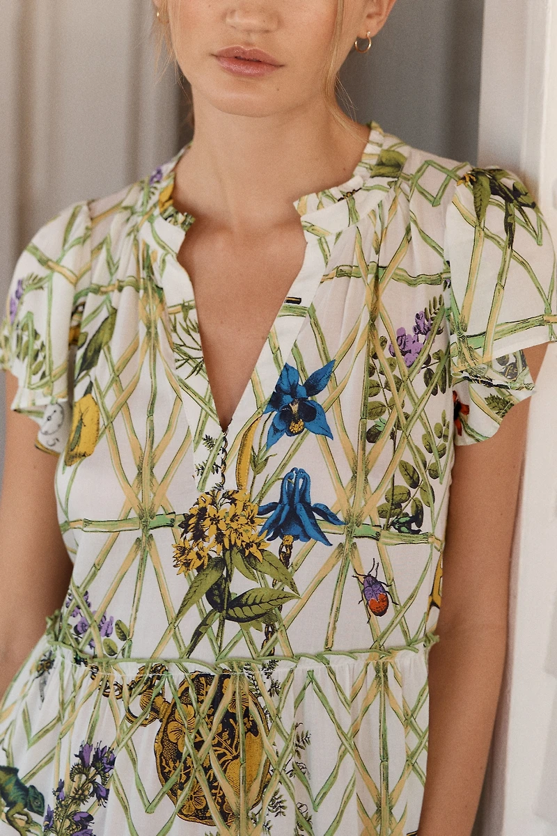 By Anthropologie Ruffle Sleeve Dress