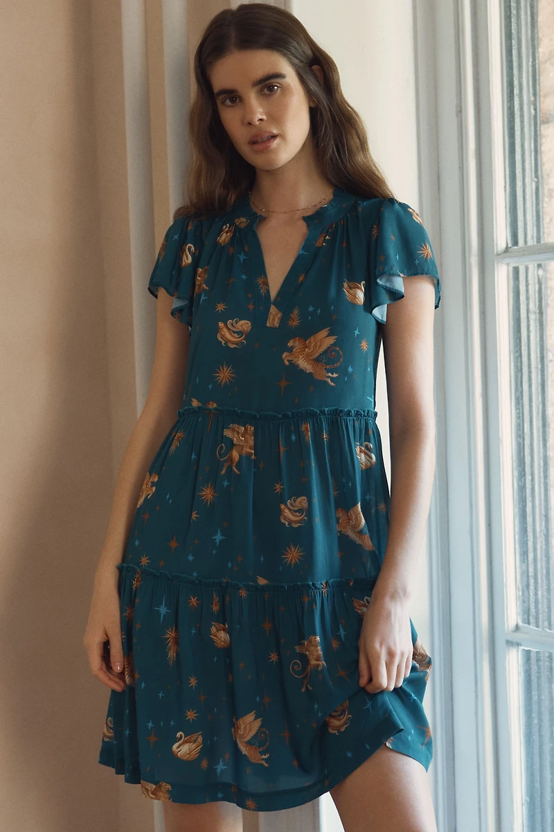 By Anthropologie Ruffle Sleeve Dress