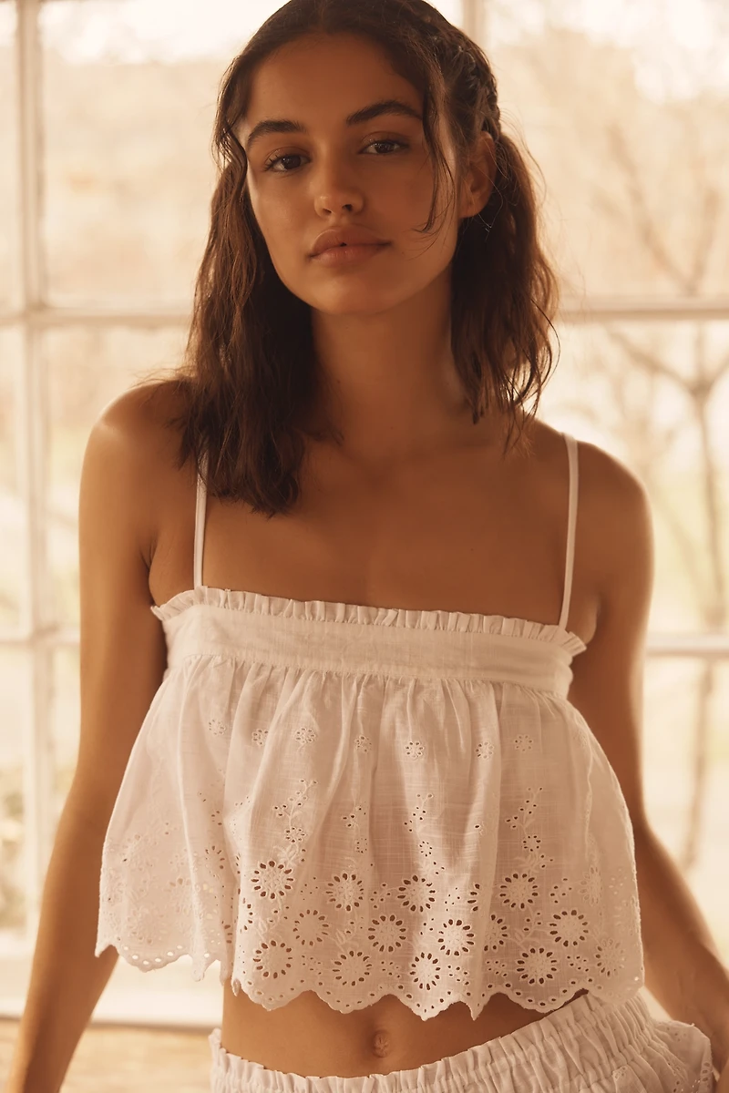 By Anthropologie Eyelet Crop Swing Cami