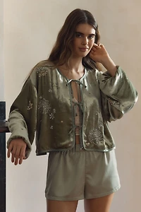 LyreBird Beaded Velvet Cropped  Jacket