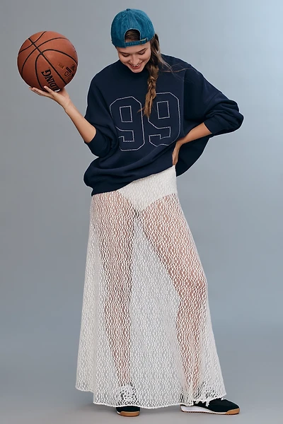 By Anthropologie Lace Maxi Slip Skirt