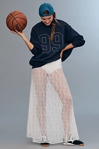 By Anthropologie Lace Maxi Slip Skirt