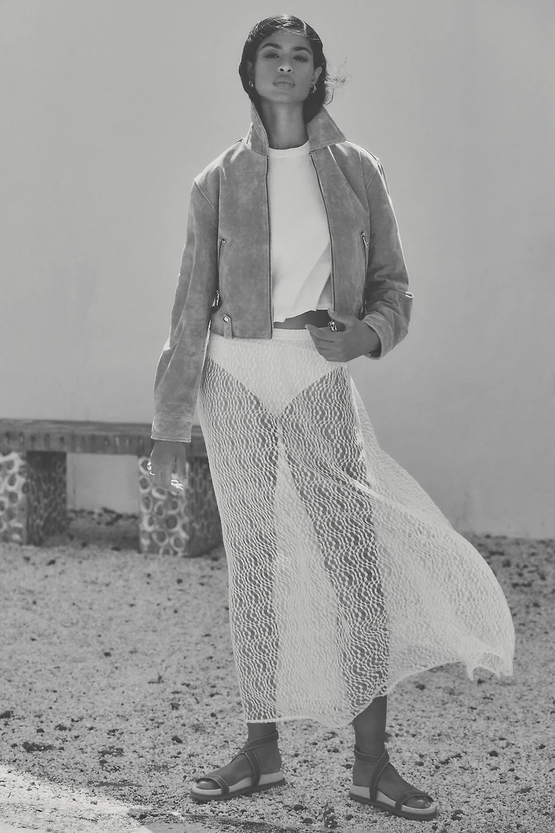 By Anthropologie Lace Maxi Slip Skirt