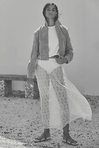 By Anthropologie Lace Maxi Slip Skirt