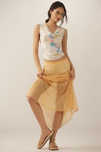 By Anthropologie Lace Maxi Slip Skirt