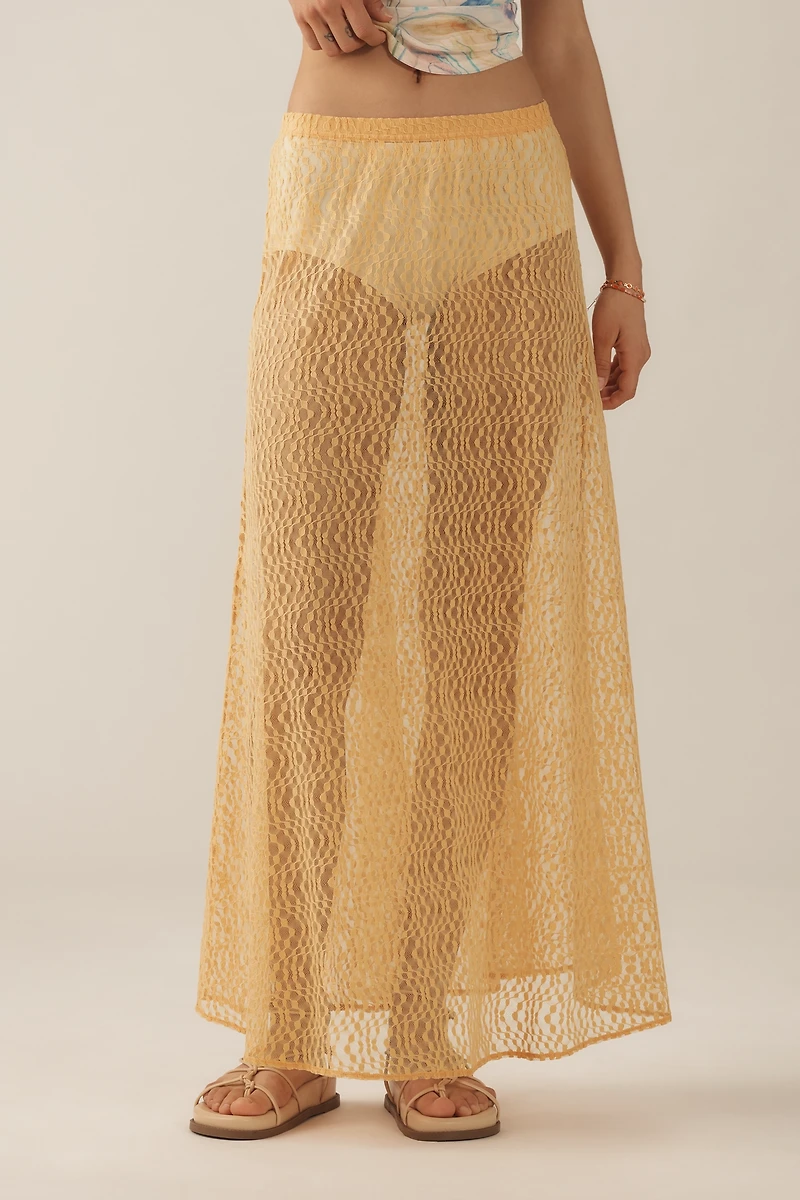 By Anthropologie Lace Maxi Slip Skirt