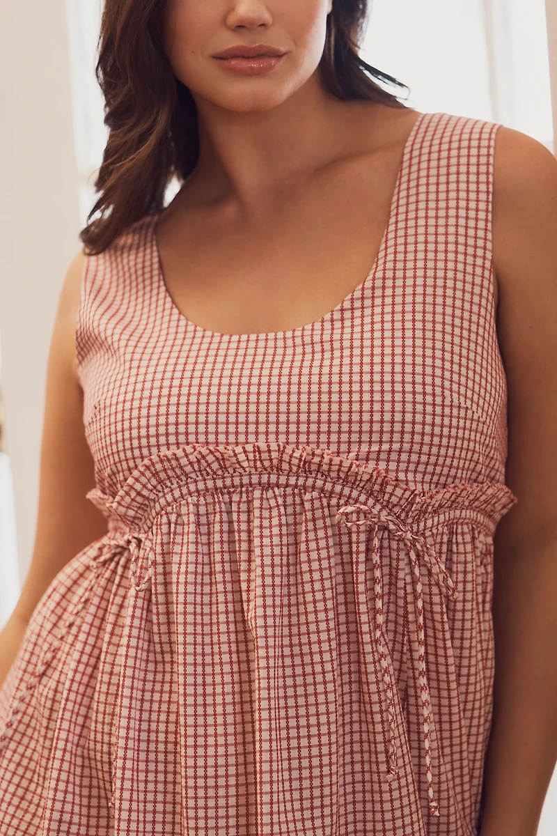 By Anthropologie Sleeveless Gingham Midi Dress