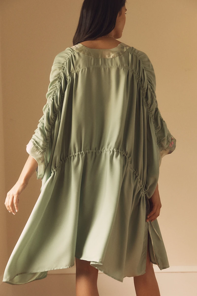 By Anthropologie Silky Ruched Robe