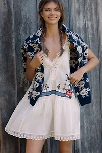 LyreBird Lacy Trim Mini Swing Dress