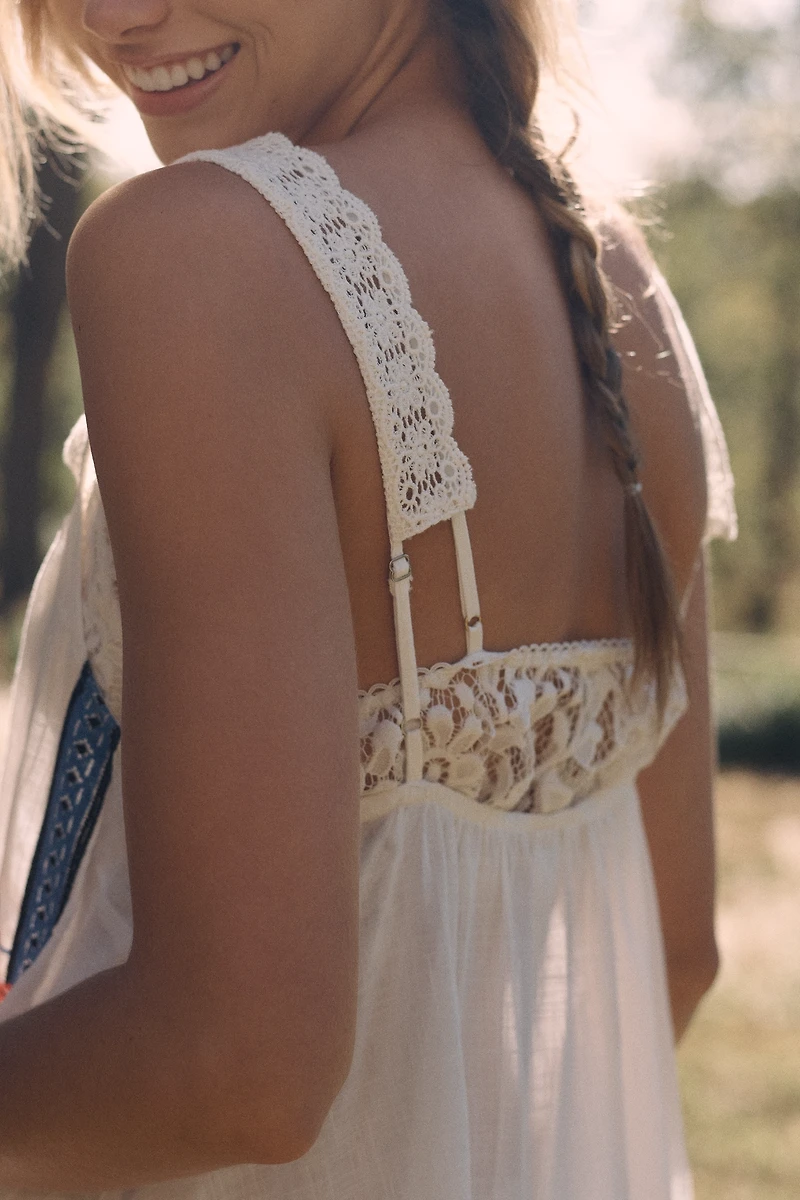 LyreBird Lacy Trim Mini Swing Dress