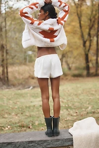 LyreBird Rosette Embellished Silky Dolphin Shorts