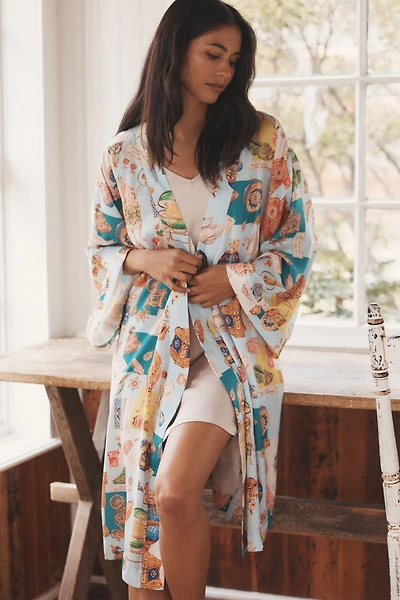 LyreBird Silky Printed Midi Robe