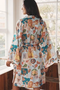 LyreBird Silky Printed Midi Robe