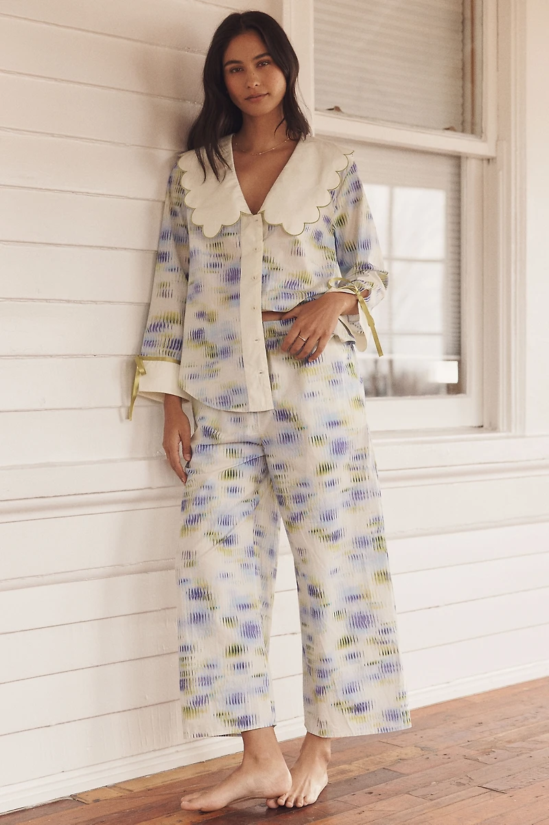 LyreBird Scalloped Collar Buttondown Sleep Shirt