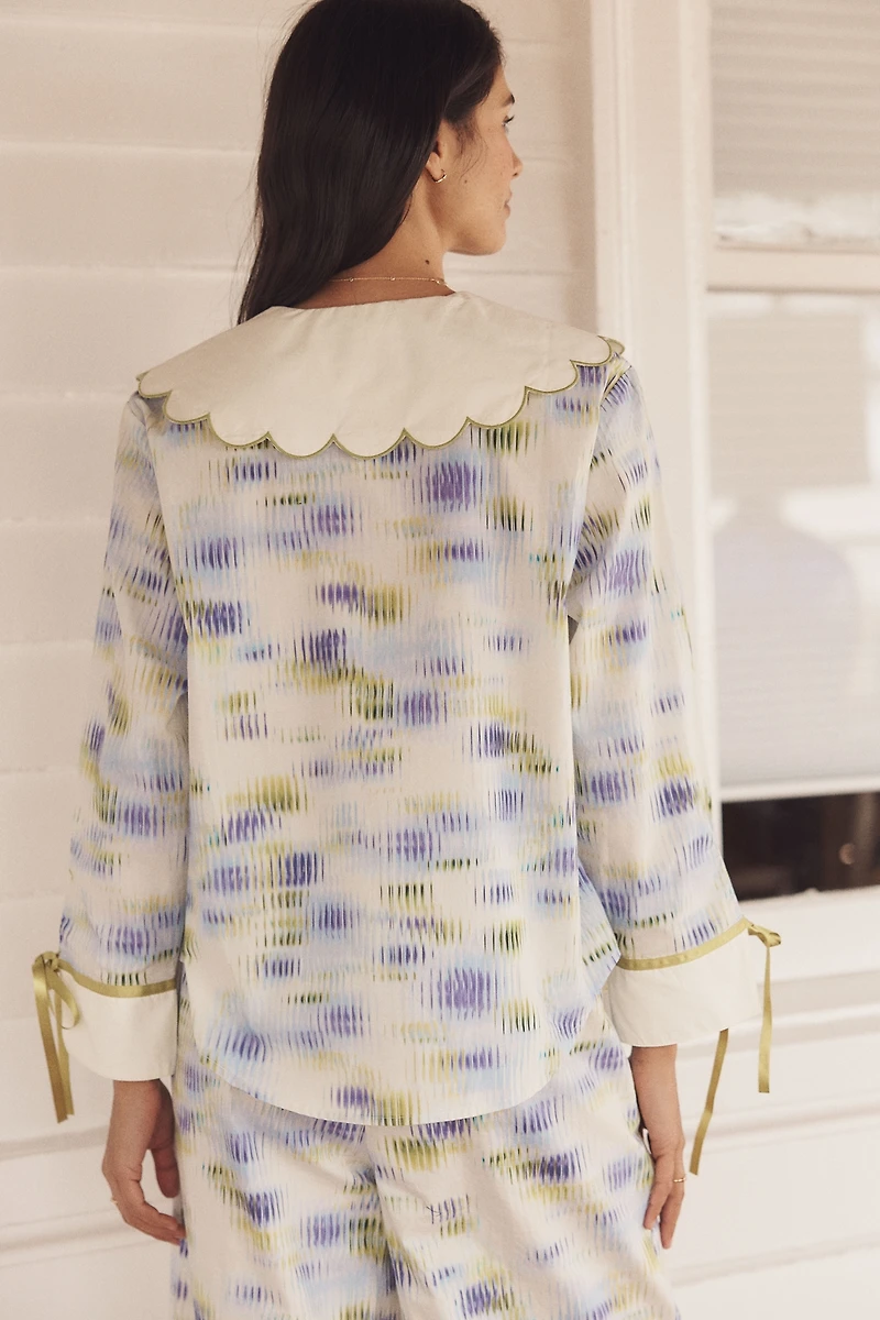 LyreBird Scalloped Collar Buttondown Sleep Shirt