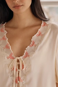 LyreBird Silky Tie-Front Top