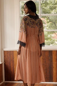 LyreBird Chiffon Lace Printed Maxi Robe