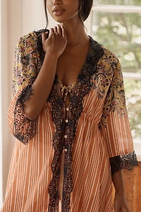 LyreBird Chiffon Lace Printed Maxi Robe