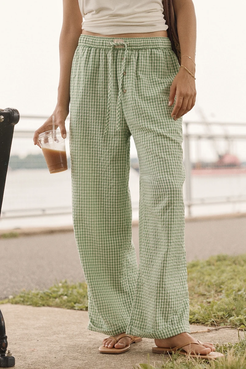 LyreBird Woven Cotton Wide-Leg Pants