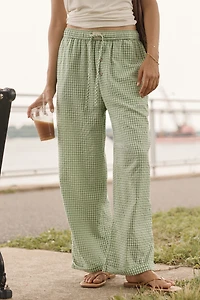 LyreBird Woven Cotton Wide-Leg Pants