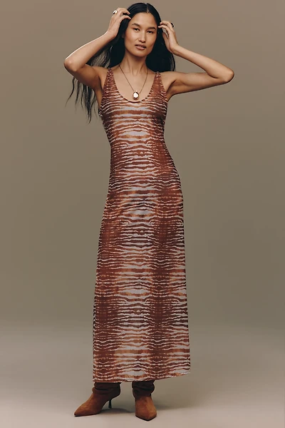 Mucci Claudette Sheer Mesh Slip Midi Dress