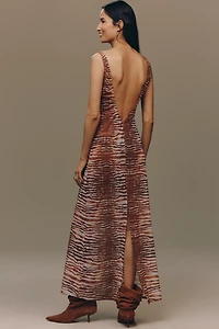 Mucci Claudette Sheer Mesh Slip Midi Dress
