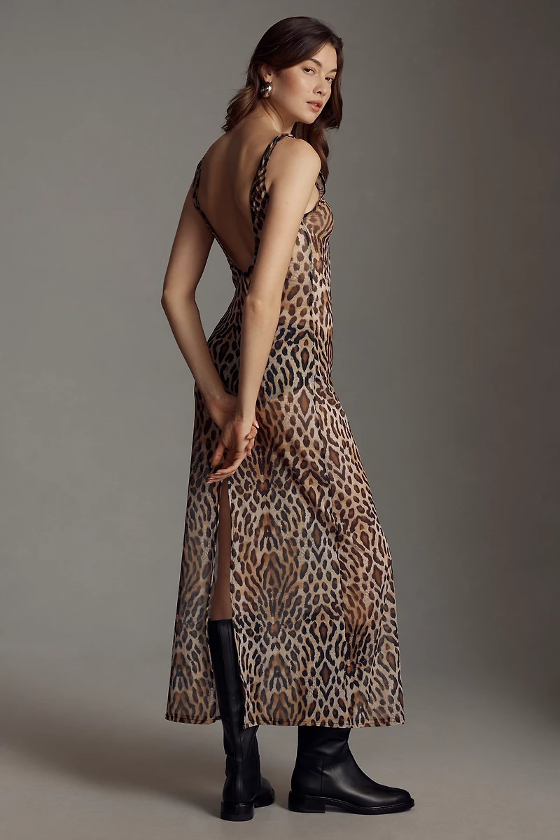 Mucci Claudette Sheer Mesh Slip Midi Dress