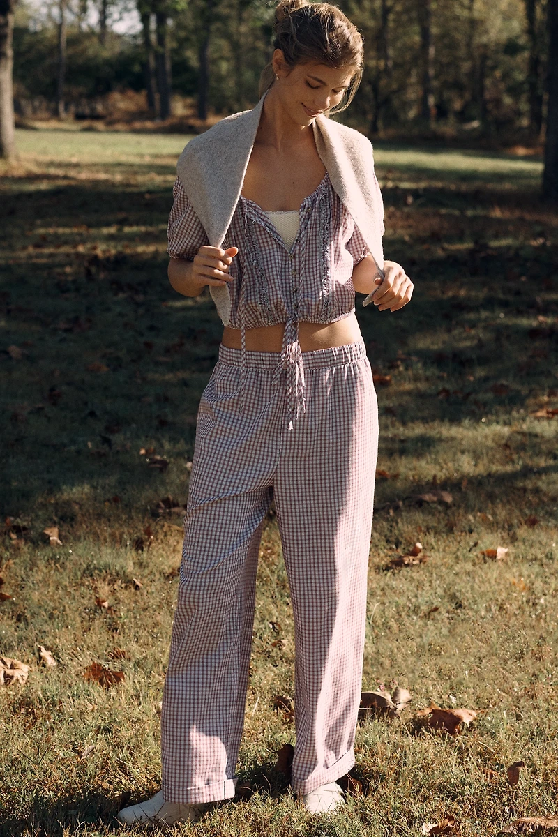 LyreBird Flannel Wide-Leg Pants