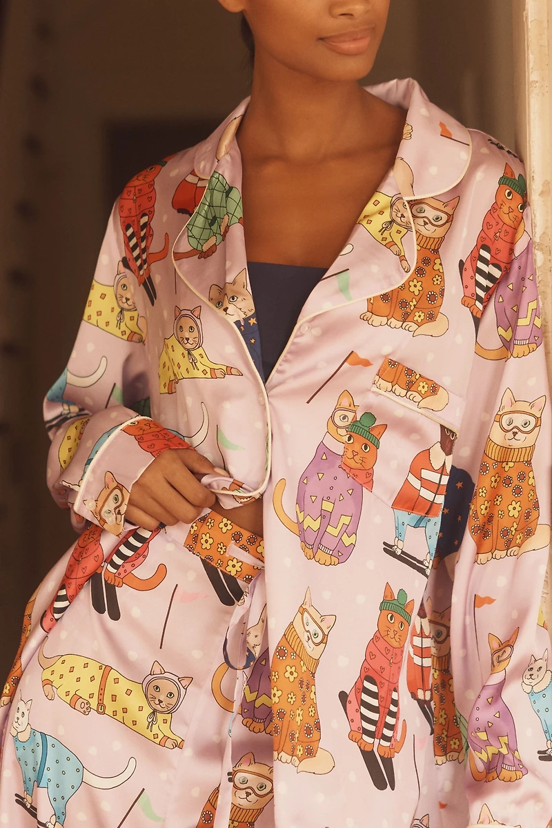 Karen Mabon Skiing Cats Classic Pajama Set