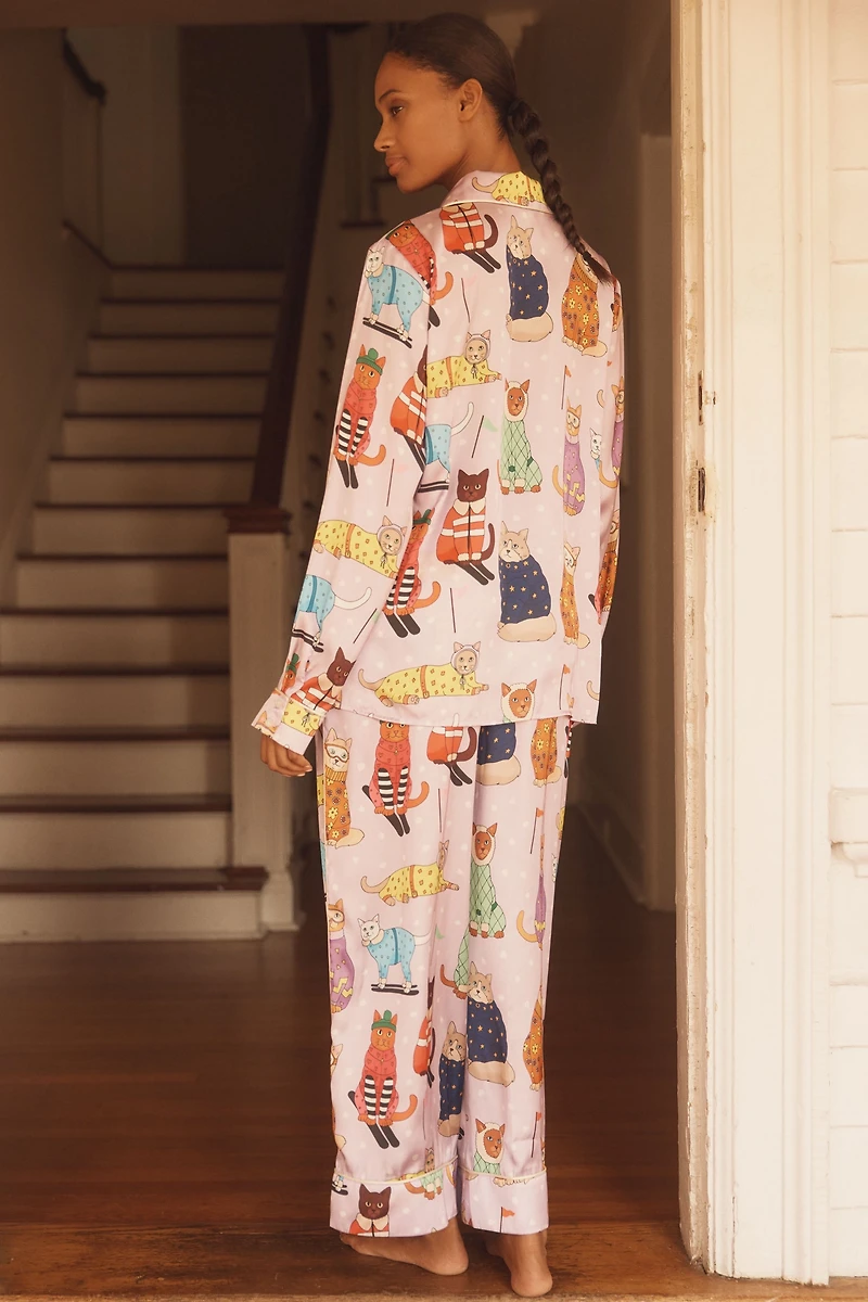 Karen Mabon Skiing Cats Classic Pajama Set