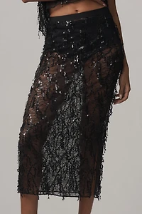 Love Stories Mia Sheer Sequin Midi Skirt
