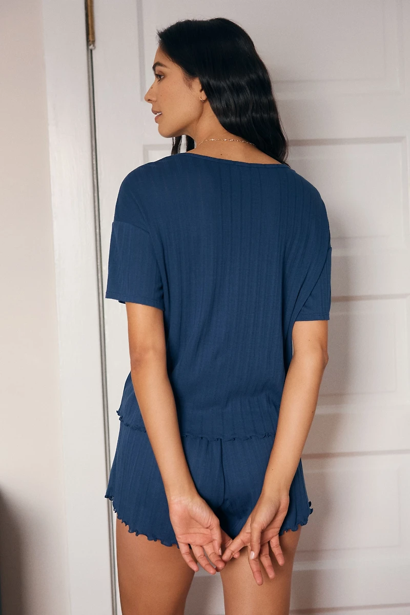 Eberjey Short-Sleeve Pointelle Top