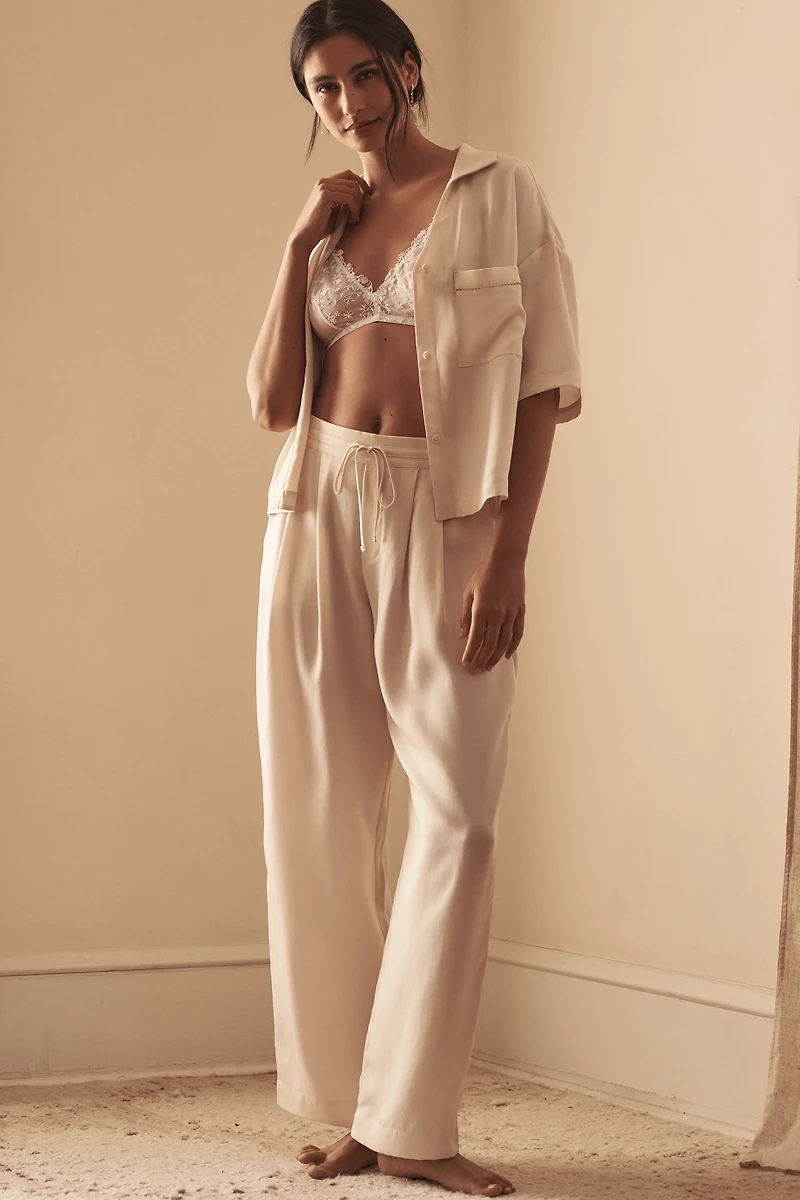 Eberjey Short-Sleeve Woven Buttondown Top