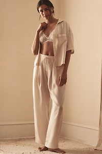 Eberjey Short-Sleeve Woven Buttondown Top