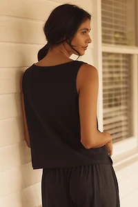 Eberjey Linen Boat-Neck Crop Tank