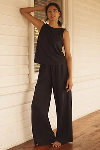Eberjey Linen Boat-Neck Crop Tank