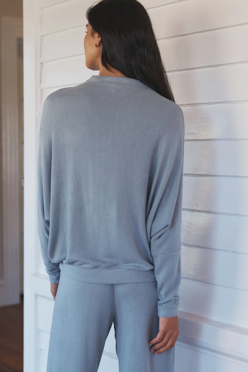 Eberjey Cozy Time Mock-Neck Pullover Sweatshirt