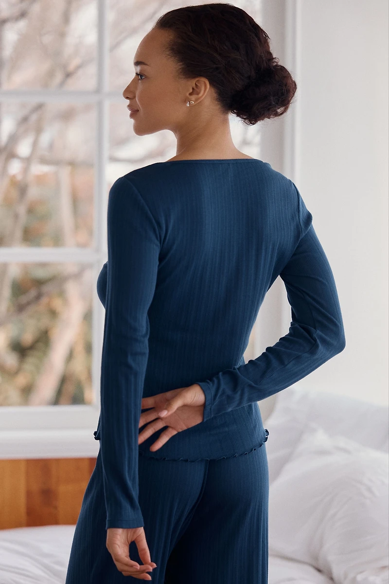 Eberjey Pointelle Long-Sleeve Henley