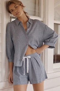 Eberjey Linen Blend Relaxed Quarter-Sleeve Top