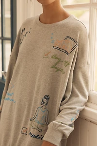 By Anthropologie Embroidered Crew-Neck Sweatshirt