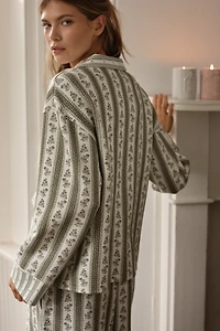 LyreBird Long-Sleeve Printed Quilted Pajama Top