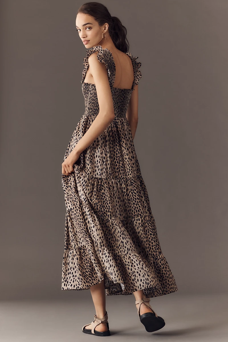 RIXO Kendall Smocked Midi Dress