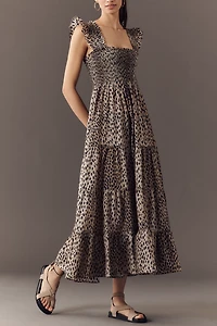 RIXO Kendall Smocked Midi Dress
