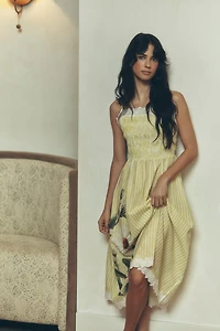 LyreBird Smocked Printed Midi Dress