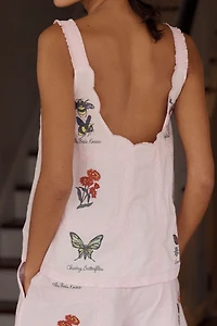 LyreBird Sleeveless Embroidered Buttondown Top