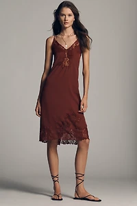 LyreBird Silky Lace Midi Slip Dress