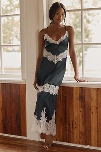 LyreBird Silky Lace Midi Dress