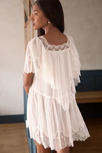 LyreBird Chiffon Lace-Trim Mini Dress