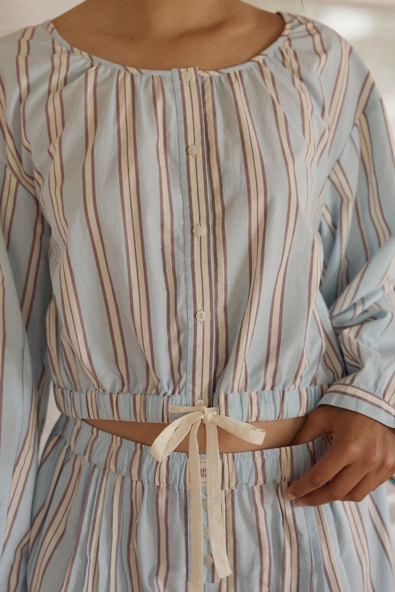 LyreBird Long Sleeve Buttondown Bubble Top